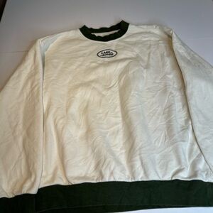 Men's Cream Crewneck Sweater with Dark Green Trim